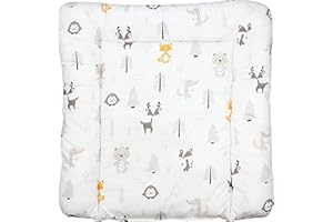 TupTam Baby Wickeltischauflage mit Baumwollbezug Gemustert, Farbe: Wald/Fuchs/Reh/Igel/Bärchen/Beige, Größe: 70 x 60 cm