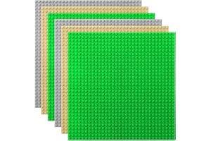 Lekebaby Pack de 6 Placas Bases, Bases para Piezas Sueltas Classic, Base para Construcciónes para Niños, Placa Bases para Construir, Placa Base 25 x 25 cm, Base Verde Classic, Gris, Amarillo