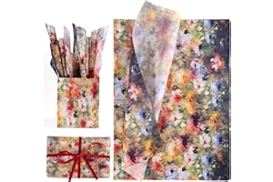 TINOALY 30pcs Feuille d'Emballage Papier de Soie Cadeau, 50x35cm Papier de Soie pour Emballage Papier d'Emballage Cadeau Papier de Soie à Motifs Floraux pour Fournitures de Décoration Artisanale
