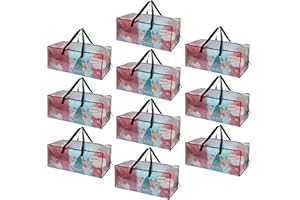 VENO 10 Pack Moving Bags Extra Large Storage Bags, Heavy-Duty Chritsmas Storage Totes, Packing Boxes, and Wardrobe Moving Supplies - Durable Laundry Bags for Clothes (Clear, 10 Pack)