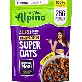 ALPINO 25% High Protein Super Oats Chocolate 1kg – Rolled Oats, Natural Peanut Butter, Cocoa Powder, Nuts & Seeds – 25g Prote