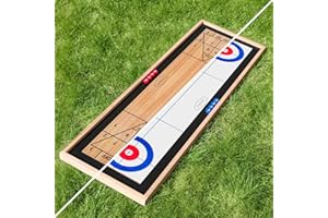HARRIER 2-In-1 Tabletop Curling Game & Shuffleboard Board Games [115cm x 33cm] – Reversible Board for Indoor & Outdoor Entertainment