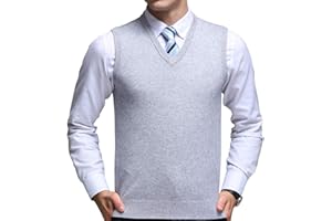 FULIER Herren Winter V-Ausschnitt Sleeveless Weste Classic Business Gentleman Strickwaren Strick Weste Pullover Strickjacken Tanktops