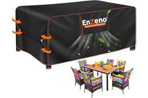 ‎ENZENO Enzeno Gartenmöbel Abdeckung Wasserdicht, Winterfest Abdeckplane Gartenmöbel Rechteckig,420D Oxford Schutzhülle Gartentisch, Abdeckung Gartenmöbel Tisch für Gartentisch Sitzgruppe (schwarz150X90X74cm）