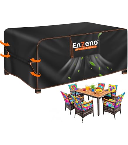 Housse De Table De Jardin Cubique 110x110 Cm - Imperméable 420D, Anti-UV, Avec Grille Aération - Pour Table Et Chaises - 5