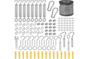 lisetar 60M 2mm Stainless Steel Wire Rope Kit,Garden Wire For Climbing Plants,Turnbuckles,Thimbles,Expansion Hooks,Heavy Duty, Fence Reinforcement, Fruit Tree Training, Outdoor Clothesline, DIY