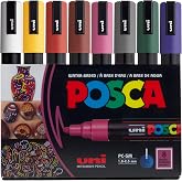 Posca PC-5M Su Bazlı Kalıcı Marker Boya Kalemleri, 8'li Set (Koyu Renkler)