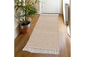 H.Versailtex Runner Rugs for Hallway Reversible Hallway Rug for Living Room 60 x 90 cm, Washable Door mat for Lounge Office Bedroom, Khaki