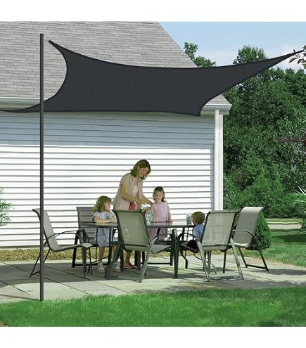 Sonnensegel Quadratisch 4x8 Meter – UV-Schutz Bis 95%, Wasserfest & Reißfest Mit Edelstahl-Ösen Für Garten, Terrasse & Balkon In Dunkelgrau