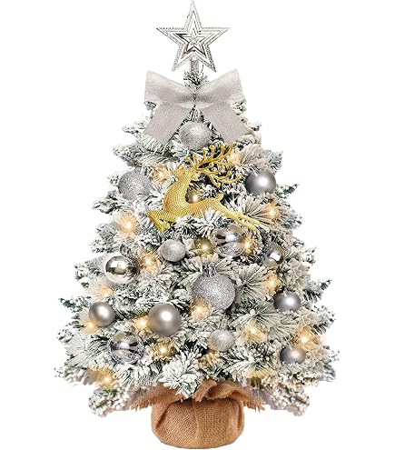 Albero Di Natale Artificiale Snow Flocked 90 Cm Con 78 Luci LED E Bacche Rosse - Base Luminosa Con Fiocchi Di Neve