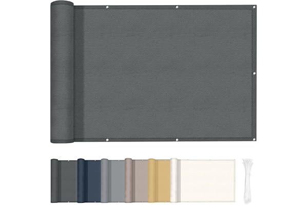 HENG FENG Brise Vue Balcon 90x600cm PES, Pare-Exterieur Cache Occultant pour Terrasse, Résistant à l'eau et aux UV, Anthracite