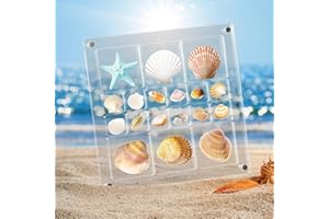 ZEPHYRHOME Caja de exhibición magnética de Conchas Marinas acrílicas,Caja de exhibición magnética Transparente,Cajas acrílicas para exhibición,Caja de Almacenamiento de Concha Marina(18 Celdas，14.2x14.2CM)