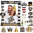 50th Birthday Photo Booth Frame, 50th Inflatable Selfie Frame and 24 Pcs 50th Birthday Photo Booth Props Black Gold Party Supplies Fun 50th Props for Ladies Men 50th Birthday Party Decorations
