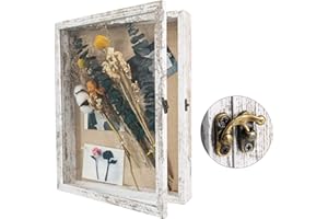 GraduatePro Cornice Profonda per Oggetti 3D con Vetro Legno Foto Portafoto Medaglie Regalo Memoria Famiglia DIY da Parete Tavolo Bianco 28x35 cm