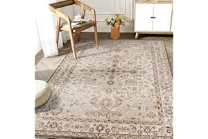 Taleta DAHLIA Washable Rugs Living Room Large, Non-Slip Soft Short Pile Vintage Oriental Boho Area Carpet for Bedroom, Diningroom, Kitchen, Brown, 120 x 170 cm