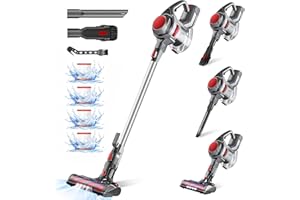 Authmic Akku Staubsauger, Staubsauger Kabellos mit 36000pa Saugkraft,Kabelloser Staubsauger bis zu 50 Min Laufzeit,1.3L Staubbehälter,HEPA×4,Vacuum Cleaner, Staubsauger für Teppich,Hartboden,Tierhaare