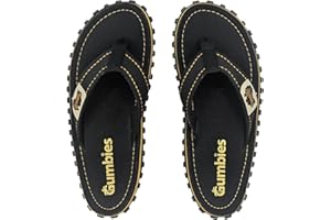 Gumbies Islander Tongs unisexes avec tige d'orteil en coton ultra doux et semelle en caoutchouc recyclé durable – Confort garanti, noir classique, 44 EU