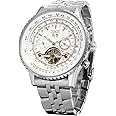 FORSINING Men's Self Winding Waterproof Automatic Stainless Steel Skeleton Tourbillon Calendar Wrist Watch