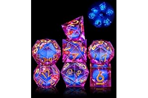 SIQUK 7 Pieces Liquid Core Dice Koi Fish DND Dice Play Cube Glow in the Dark Polyhedral Dice Set D4 D6 D8 D10 D12 D20 D% for DND RPG MTG