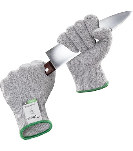 NoCry Schnittfeste Handschuhe für die Küche – Leistungsfähiger Level 5 Schnittschutz, lebensmittelechte Schnittschutzhandschuhe; Maschinenwaschbar, Rechts- und Linkshänder (Größe L, 1 Paar) Baumarkt
