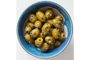THE REAL OLIVE Real Olive Co – ‘Organic Wild Garlic & Basil Olives’ (Net 1kg). Deli Fresh Organic Green Pitted Olives. Cold Pressed Oil.