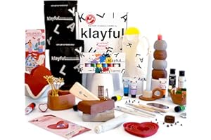 Klayful – Kit Argilla Bianca e Terracotta Senza Cottura 3kg per Principianti – Kit Ceramica Fai da Te | Strumenti, Colori Classici, Pennelli, Smalto, Guida Passo a Passo