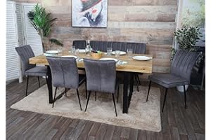 MENDLER Esszimmer-Set HWC-K16, 4er-Set Stuhl+Sitzbank Esszimmergruppe Sitzgruppe Esszimmergarnitur, Samt Metall - dunkelgrau