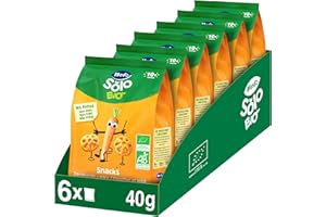 Hero Solo BIO - Snack Carotte et Mais Biologiques - pour Bébés Des 10 Mois - non Frits, 100% Naturels, Sans Gluten, ni Conservateurs ni Colorants et Sans sel Ajouté - Lot de 6 X 40 g