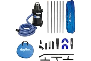 SkyVac Mighty Atom Wet & Dry Gutter Vacuum, 1600W, 8KG, Blow Function, High Reach Push Fit Pole, 6 Poles Package 9M / 30FT HIGH.