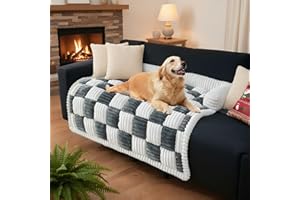LiveGo Pet Couch Covers for Dogs, Plush Washable Furniture Protector for Dogs & Cats, Anti-Slip Dog Sofa Bed Mat, Soft Durable Pet Couch Protector, Cozy and Easy to Clean (Blue-gray, 75 * 75 * 13cm)