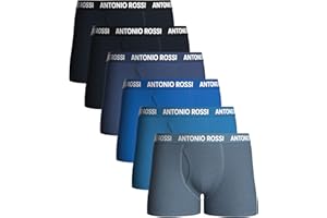 ANTONIO ROSSI (6 Pack Mens Boxers Shorts Open Fly - Keyhole Trunks Fitted Boxer - Super Soft Cotton, No Itchy Labels, Breathable, Moisture Wicking - Men's Underwear Multipack