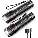 GEARLITE LED Mini Taschenlampe Aufladbar, 2000 Lumen, Extrem Hell mit 3 Modi, Zoombare, mit Langer Laufzeit, IP65 Wasserdicht