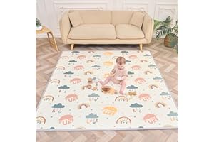 SUPERBE BEBE Alfombra Acolchada Plegable beber 150x180x1cm - Gimnasio y Juegos para Bebé - Manta Impermeable Reversible