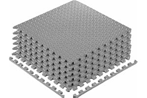 MaTvize Eva Gym Flooring Exercise Mats – (60x60cm) 1cm Thick, 4 Pcs Large Heavy Duty Interlocking, Non-Slip, Yoga Foam Floor Tiles Office, Home & Kids Play (Grey, 4 Tiles (16 Square Feet))