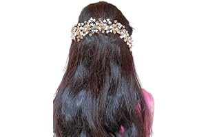 Samyak Crystal Pearl Hair Vine Tiara Hair Accessory Headband Headdress Hair Jewellery | Hair Pin| Bun| Hair Clip For Bridal W