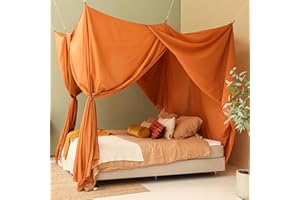 ‎UB-STORE Karamellfarbener Betthimmel für Doppelbett | Rechteckiges Moskitonetz Größen | Baldachin Bett für Teenagern & Erwachsenen | Himmelbett für Schlafzimmer