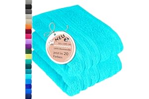 Lashuma 2er Handtuch Set 50x100 cm Türkis - Lagunen, London saugstarke Frotteehandtücher für Bad