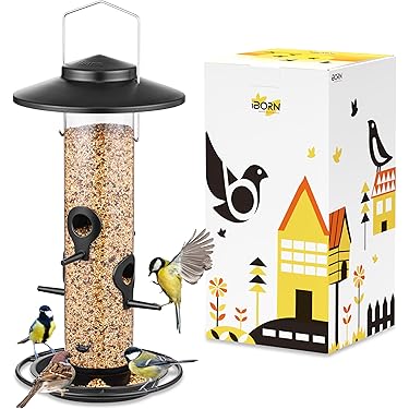 VGEBY Distributeur De Nourriture Pour Oiseaux (Noir)Mangeoire à Oiseaux