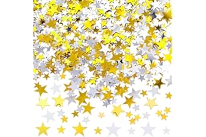 DazzJoy 4000 Stk Glitzer Streudeko Sterne Konfetti Weihnachten,2 Größen Sterne Deko Gold Silber,Weihnachtskonfetti Deko Sterne, Glitzersterne Streudeko Silvester,Pailletten Stern Tischdeko Streusterne