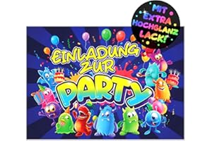 ‎VULAVA 12x Monster EINLADUNGSKARTEN KINDERGEBURTSTAG Junge Mädchen - die frech bunten MONSTER PARTY Karten sind die perfekte MONSTER EINLADUNG für Jungen Mädchen Kinder GEBURTSTAG Einschulung KINDERPARTY
