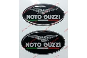 ADESIVI COMPULSIVI Logo Aufkleber für Motorrad Guzzi, mit italienischer Flagge, aus Kunstharz, 3D-Effekt, für Tank oder Helm