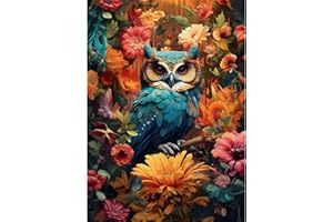 HEIBAGO 5D Diamond Painting Kits for Adults, Owl Diamond Art Painting Kits for Beginners, DIY Round Diamond Dots Kits Flowers Gem Craft for Home Decor 30x40cm