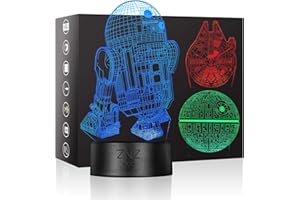 Lampa 3D, ZNZ LED Illusion Night light, 16 kolorów zmieniających 3 model z pilotem i Smart Touch Decor Lamp - idealne prezenty świąteczne i urodzinowe dla dzieci, mężczyzn, kobiet i fanów Gwiezdnych wojen