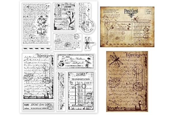 GLOBLELAND Tampons Transparents Écriture Vintage pour DIY Scrapbooking Décor Cadeaux Vintage de Marguerite et Libellule Timbre Tampons en Silicone Transparent pour Faire des Cartes Album Photo Décor