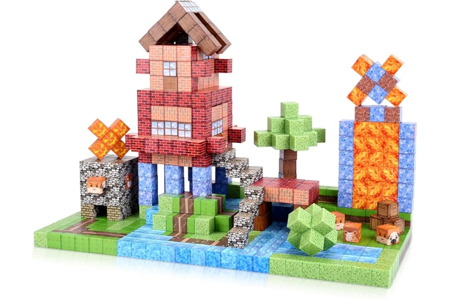 LFZXKJKJ 64Pcs Magnetic Blocks, Building Toys for Boys Girls 4-6 6-8 8-12, Early Education Sensory STEM Toys for Toddlers Kids, Education Stacking Toy Gifts for for 3+ Year Old Boys & Girls