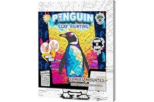 SPLAT PLANET Mess-Free Penguin Clay Painting Kit, Air Dry Clay Modelling Kit, Sensory 3D Canvas Fun Arts and Crafts Kit for Kids,Pre-Framed 40x30cm with Tools & Idea Guide – Fun, Hands-On Gift for Creativity