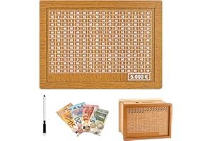 Amebleak Tirelire Magique Japonaise,Tirelire en Bois,Tirelires avec Objectif D'économie,Tirelires Economie,Tirelire rétro,Numérique Tirelire pour Aider Les Enfants à Commencer à Economiser (5000€)