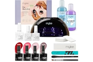 Mylee Main Kit, Grande lampe LED, Top et Base Coat, 4x vernis gel, Gel Builder 5-en-1, Solution Prep & Wipe, Outils de manucure, Dissolvant Magic Gel