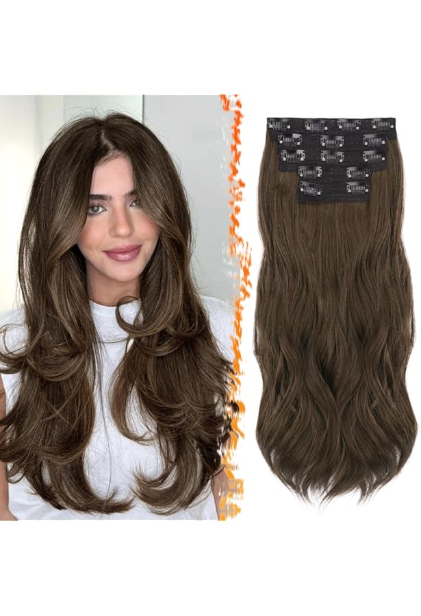 Moresoo Clip Extensions Echthaar Schwarz Balayage Remy Extensions Clip