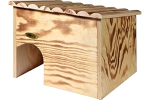 dobar® 22232FSCe - Casetta per ricci in legno massello – casetta per ricci per il giardino – cuccia per il riccio con serratura – hotel con protezione contro i nemici – 30,5 x 26,5 x 24 cm – fiammata